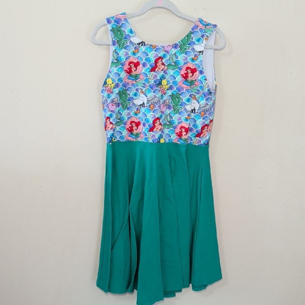 Malia + Kai Little Mermaid Twirl Dress Blue Green Ariel Flounder Girls Size 8